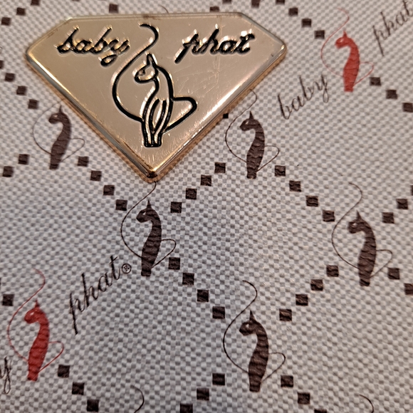 Baby Phat Tan Brown & Red Logo Single Zip Wristlet Wallet Clutch - Picture 2 of 7